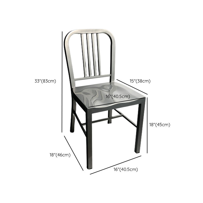 Industriële metalen eetkamerstoelen Slat achter eetstoel in zilver
