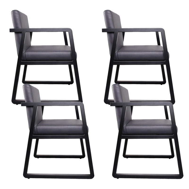 Chaise de bras à manger de cuisine contemporaine chaise latérale rembourrée en gris