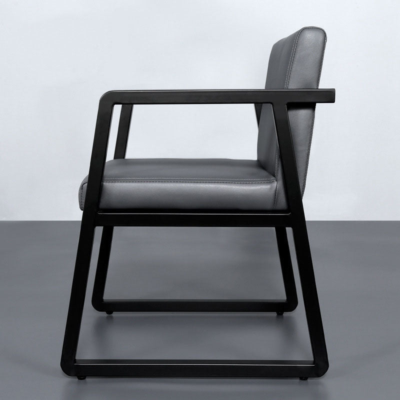 Chaise de bras à manger de cuisine contemporaine chaise latérale rembourrée en gris