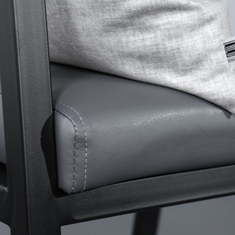 Chaise de bras à manger de cuisine contemporaine chaise latérale rembourrée en gris