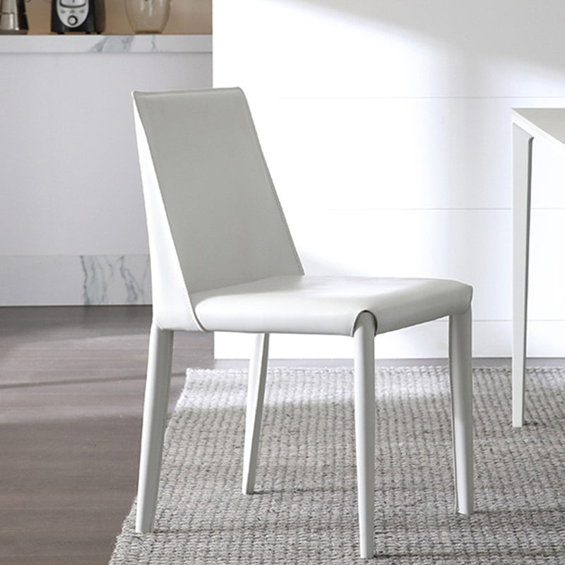 Designer Style Armless Chair Leather Parsons Back Side Chair for Dining Room