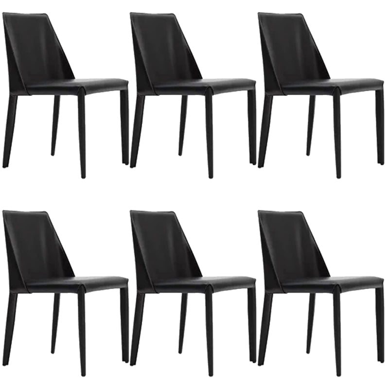 Designer Style Armless Chair Leather Parsons Back Side Chair for Dining Room