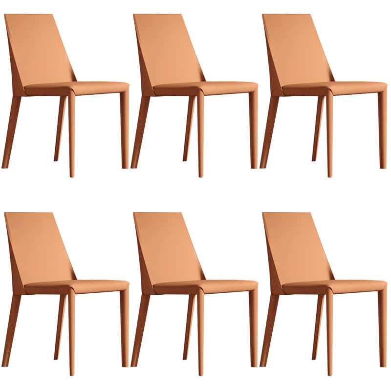 Designer Style Armless Chair Leather Parsons Back Side Chair for Dining Room