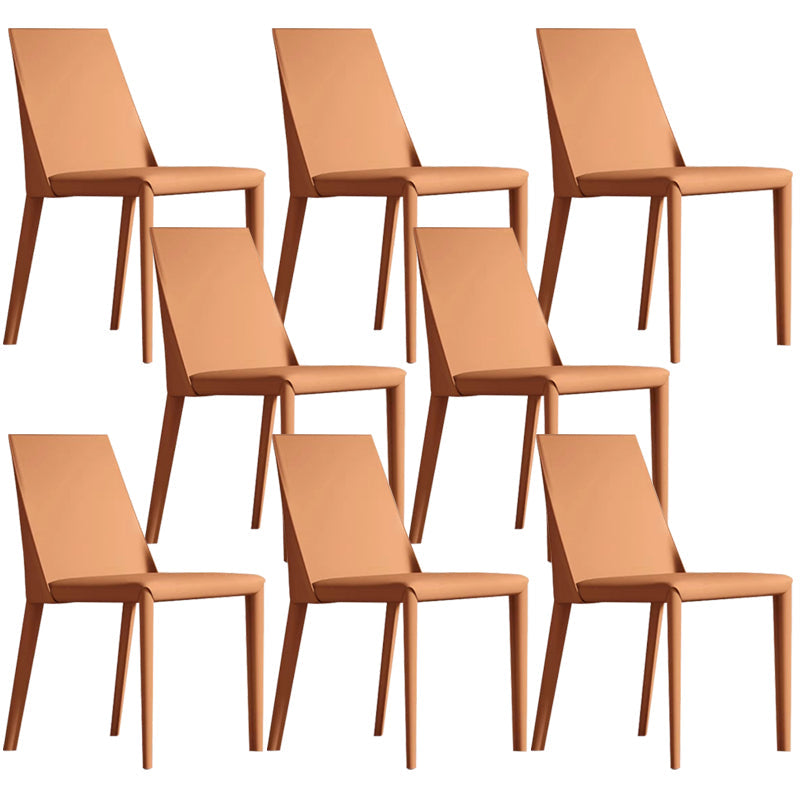 Designer Style Armless Chair Leather Parsons Back Side Chair for Dining Room