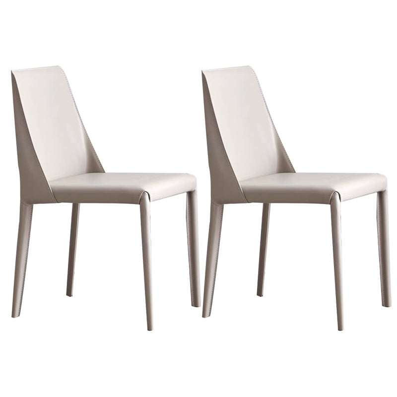 Designer Style Armless Chair Leather Parsons Back Side Chair for Dining Room
