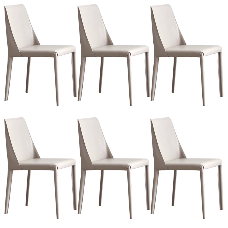 Designer Style Armless Chair Leather Parsons Back Side Chair for Dining Room