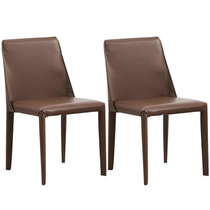 Designer Style Armless Chair Leather Parsons Back Side Chair for Dining Room