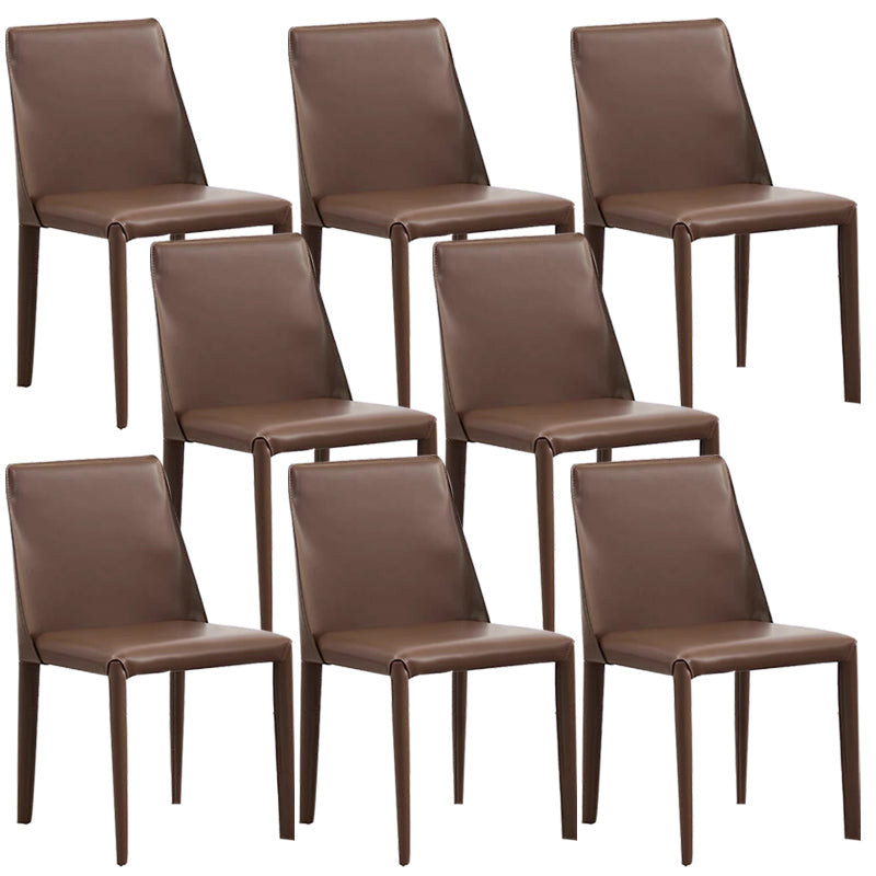 Designer Style Armless Chair Leather Parsons Back Side Chair for Dining Room