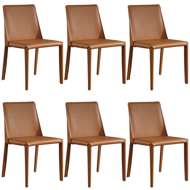 Designer Style Armless Chair Leather Parsons Back Side Chair for Dining Room