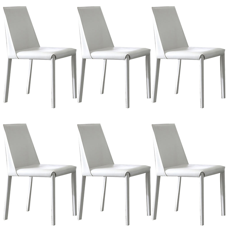 Designer Style Armless Chair Leather Parsons Back Side Chair for Dining Room