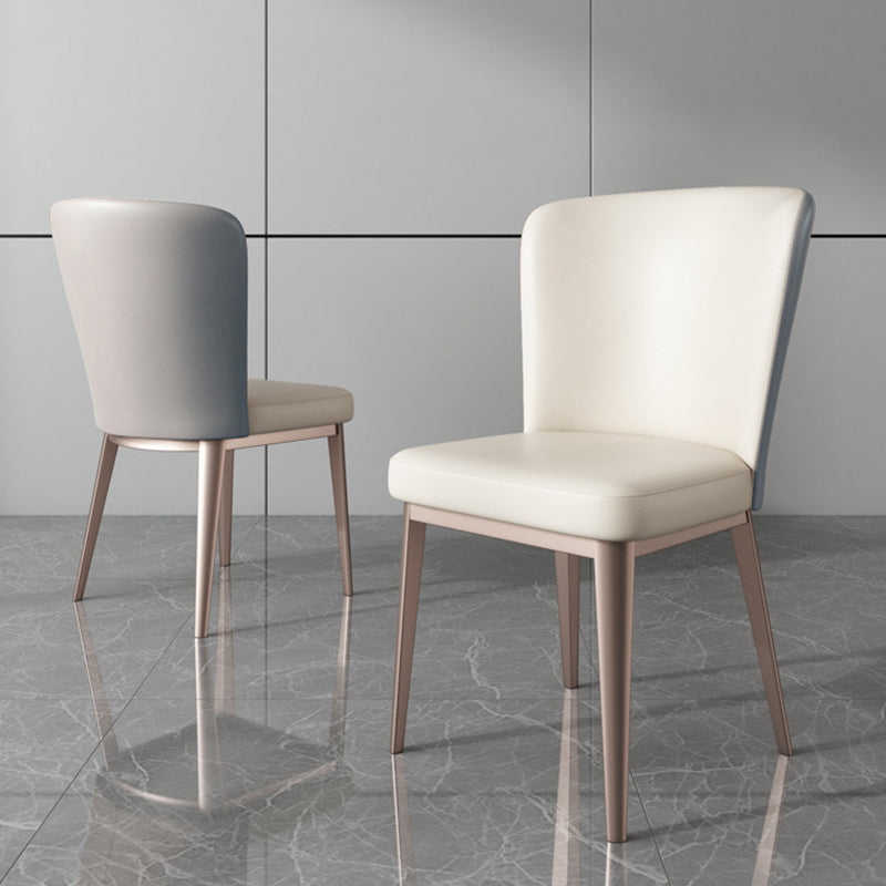 Eigentijdse metalen eetkamer stoel armloze faux lederen zijstoelen