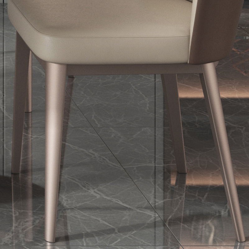 Eigentijdse metalen eetkamer stoel armloze faux lederen zijstoelen