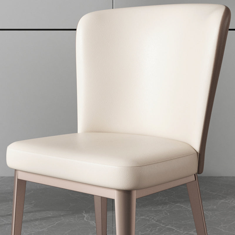 Eigentijdse metalen eetkamer stoel armloze faux lederen zijstoelen