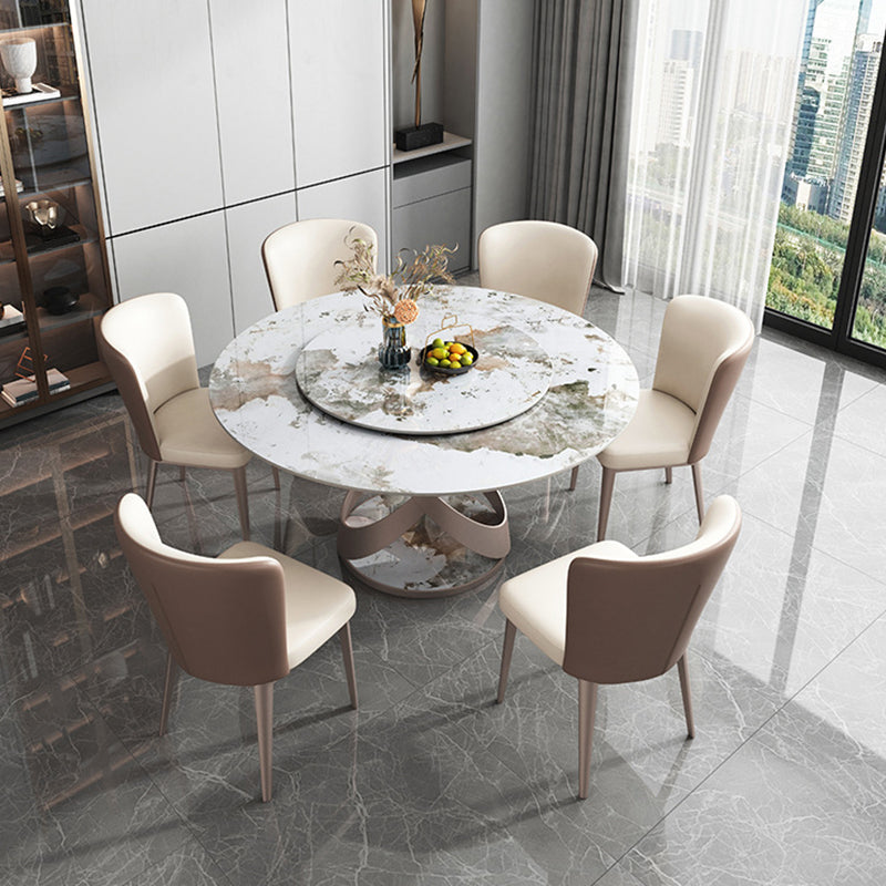 Eigentijdse metalen eetkamer stoel armloze faux lederen zijstoelen