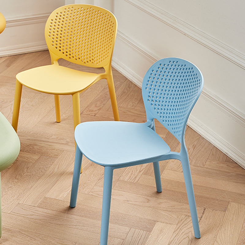 Moderne open achterzijde stoel plastic armloze eetkamerstoel voor restaurant