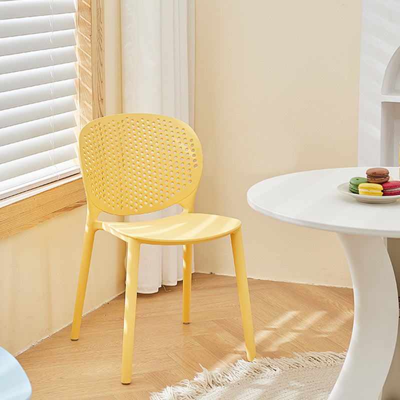 Moderne open achterzijde stoel plastic armloze eetkamerstoel voor restaurant