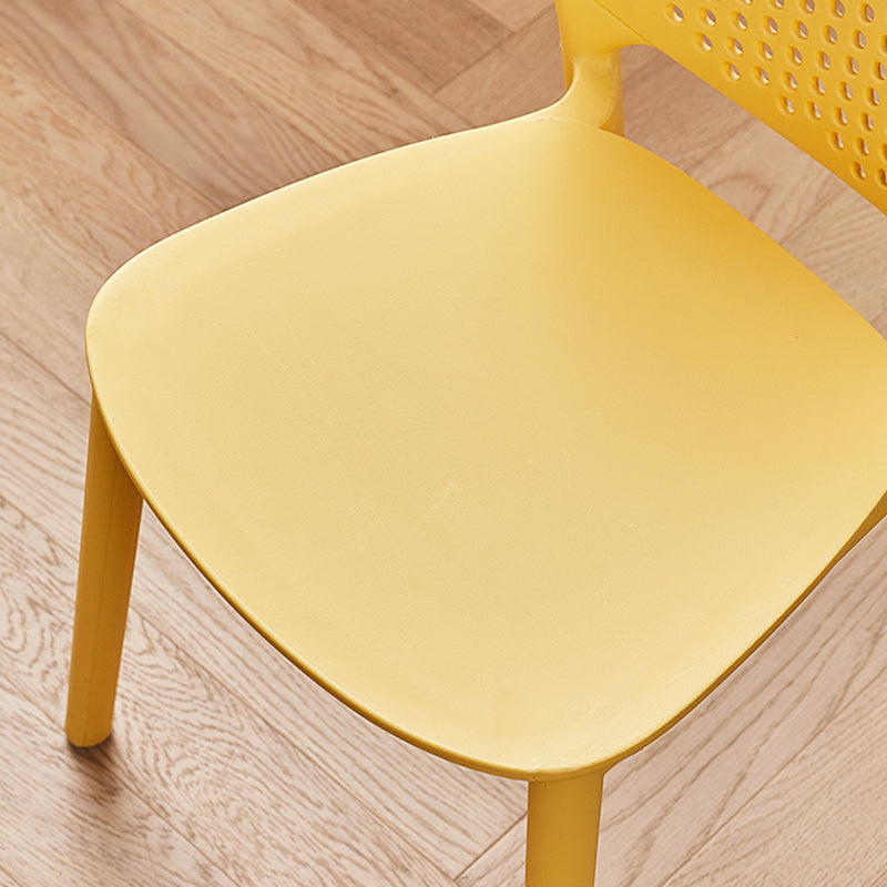 Moderne open achterzijde stoel plastic armloze eetkamerstoel voor restaurant