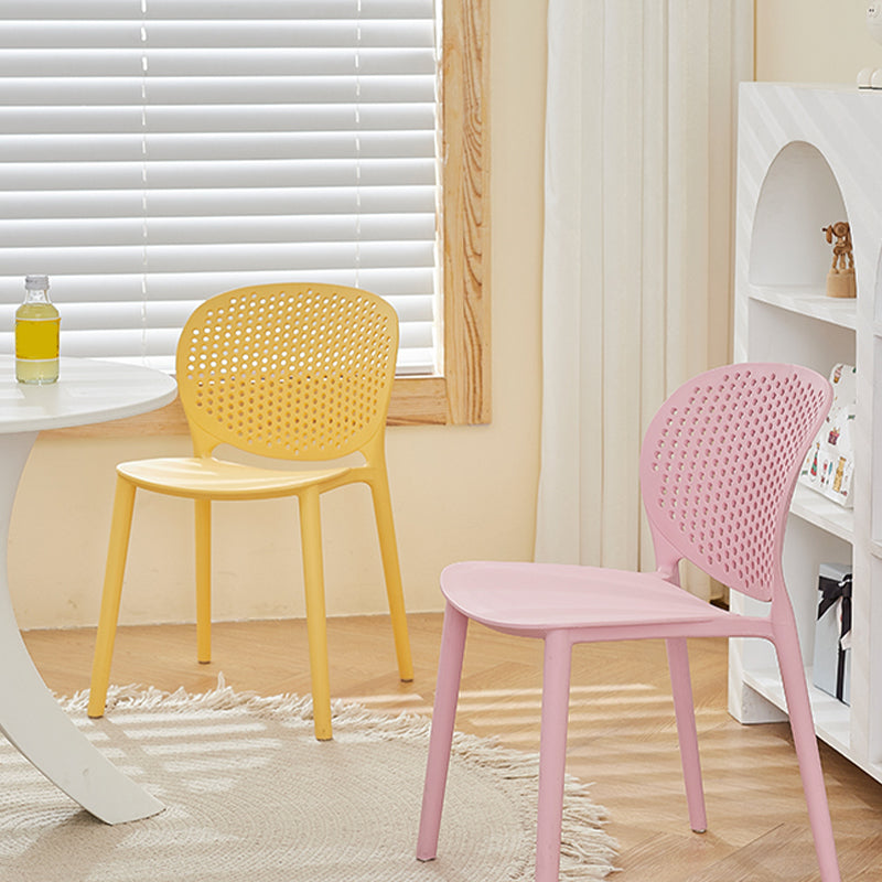 Moderne open achterzijde stoel plastic armloze eetkamerstoel voor restaurant