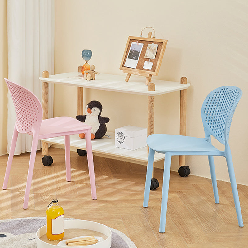 Moderne open achterzijde stoel plastic armloze eetkamerstoel voor restaurant