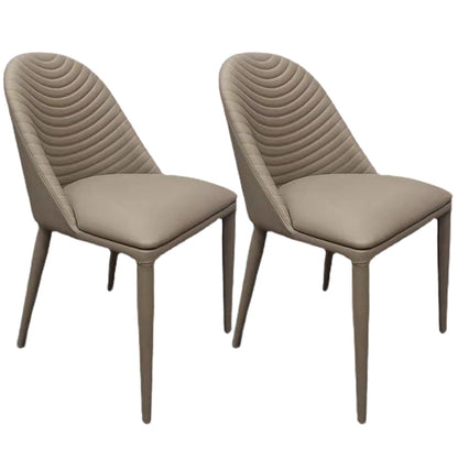 Moderne stijl metalen eetkamerstoel faux lederen armloze eetkamerstoel voor huisgebruik