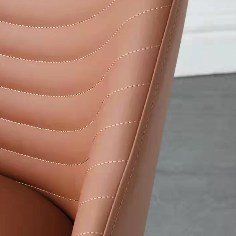 Moderne stijl metalen eetkamerstoel faux lederen armloze eetkamerstoel voor huisgebruik