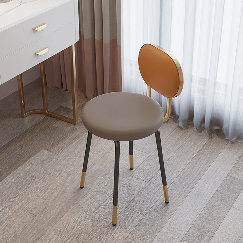 Luxurious Upholstered Armless Chair Open Back Side Leather Chair with Metal Base