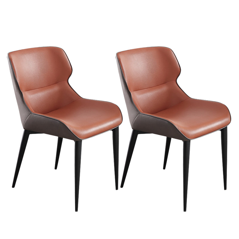 Modern Style Faux Leather Chairs Wingback Arm Chair for Home Use Orange 2 Piece Set Clearhalo 'Dining Chairs' 'Dining Tables & Seating' 'dining_chair' 'furn' 'furn_dining_chair' 'Furniture' 'Kitchen & Dining Furniture' 6155968