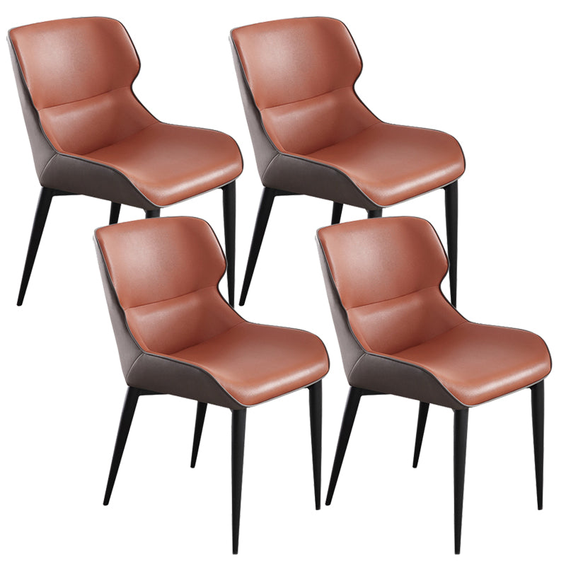 Modern Style Faux Leather Chairs Wingback Arm Chair for Home Use Orange 4 Piece Set Clearhalo 'Dining Chairs' 'Dining Tables & Seating' 'dining_chair' 'furn' 'furn_dining_chair' 'Furniture' 'Kitchen & Dining Furniture' 6155969