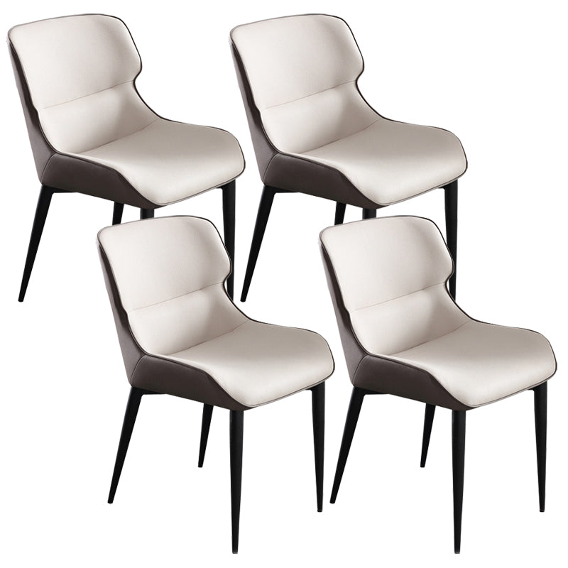 Modern Style Faux Leather Chairs Wingback Arm Chair for Home Use White 4 Piece Set Clearhalo 'Dining Chairs' 'Dining Tables & Seating' 'dining_chair' 'furn' 'furn_dining_chair' 'Furniture' 'Kitchen & Dining Furniture' 6155977