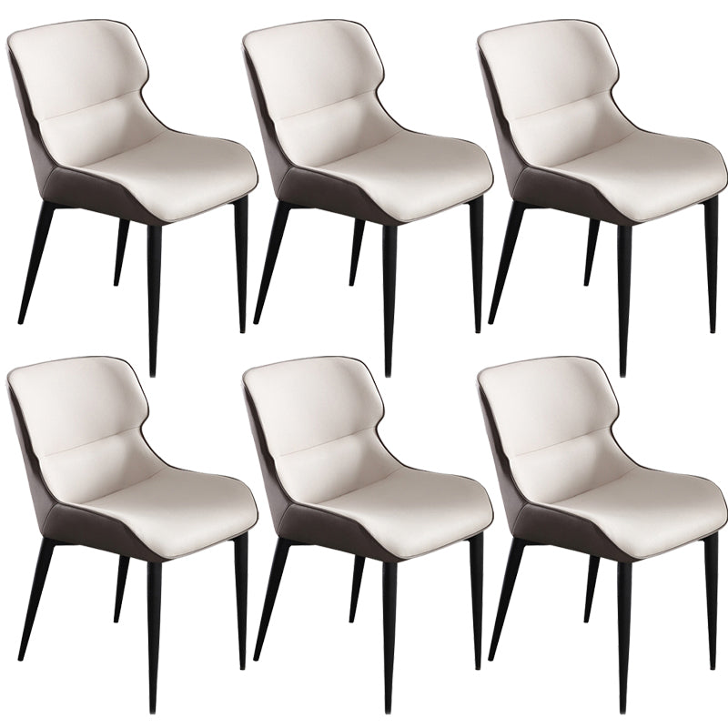 Modern Style Faux Leather Chairs Wingback Arm Chair for Home Use White 6 Piece Set Clearhalo 'Dining Chairs' 'Dining Tables & Seating' 'dining_chair' 'furn' 'furn_dining_chair' 'Furniture' 'Kitchen & Dining Furniture' 6155979