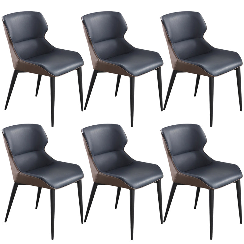 Modern Style Faux Leather Chairs Wingback Arm Chair for Home Use Blue 6 Piece Set Clearhalo 'Dining Chairs' 'Dining Tables & Seating' 'dining_chair' 'furn' 'furn_dining_chair' 'Furniture' 'Kitchen & Dining Furniture' 6155987