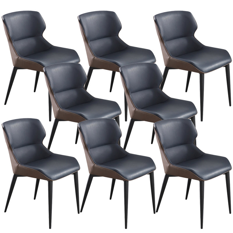Modern Style Faux Leather Chairs Wingback Arm Chair for Home Use Blue 8 Piece Set Clearhalo 'Dining Chairs' 'Dining Tables & Seating' 'dining_chair' 'furn' 'furn_dining_chair' 'Furniture' 'Kitchen & Dining Furniture' 6155989