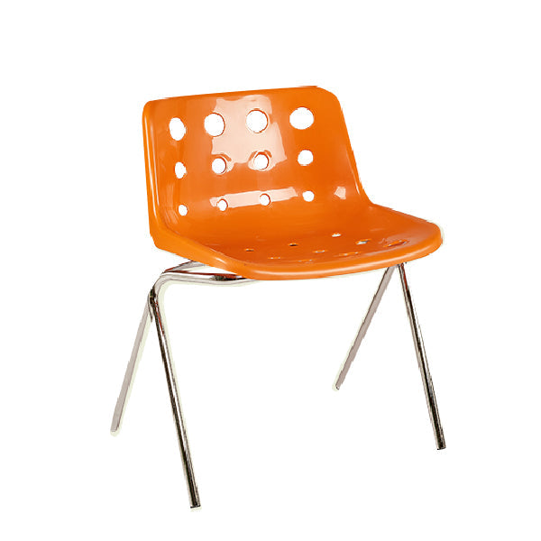 Eigentijdse stijl armloze stoel plastic eetkamerstoel met metalen benen