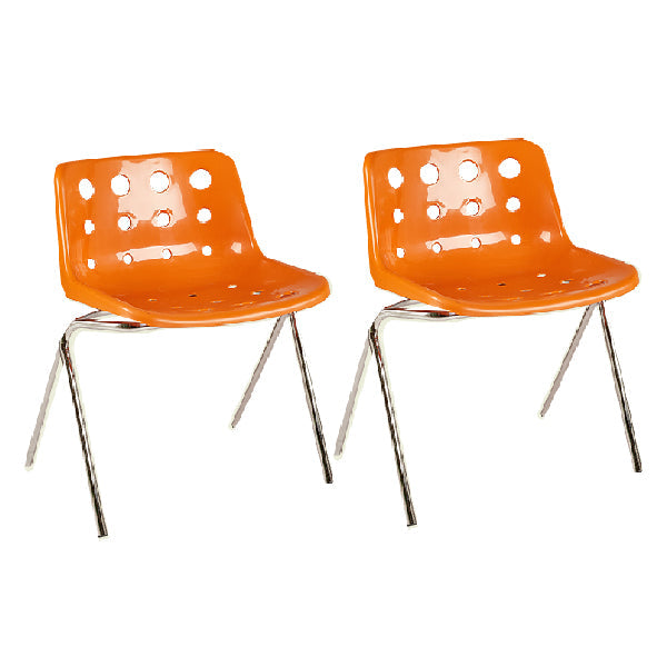 Eigentijdse stijl armloze stoel plastic eetkamerstoel met metalen benen