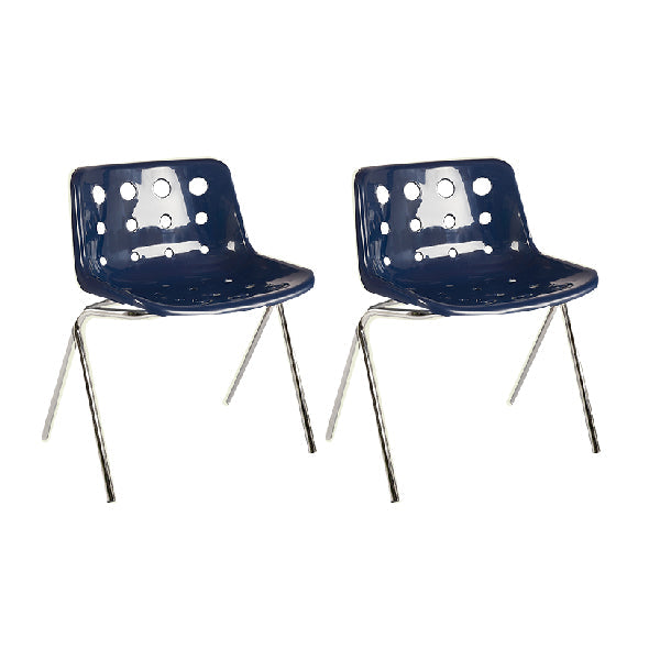 Eigentijdse stijl armloze stoel plastic eetkamerstoel met metalen benen