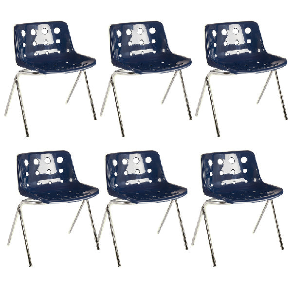 Eigentijdse stijl armloze stoel plastic eetkamerstoel met metalen benen