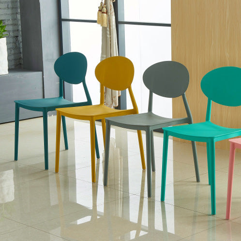 Contemporary Style Armless Chair Plastic Open Back Side Dining Chair for Restaurant