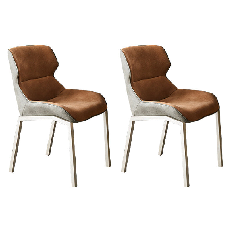 Modern Style Chairs Dining Chairs with Metal Legs for Kitchen Orange 2 Piece Set Clearhalo 'Dining Chairs' 'Dining Tables & Seating' 'dining_chair' 'furn' 'furn_dining_chair' 'Furniture' 'Kitchen & Dining Furniture' 6156123