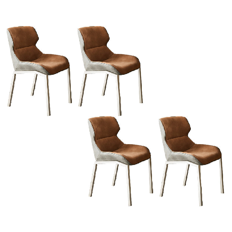 Modern Style Chairs Dining Chairs with Metal Legs for Kitchen Orange 4 Piece Set Clearhalo 'Dining Chairs' 'Dining Tables & Seating' 'dining_chair' 'furn' 'furn_dining_chair' 'Furniture' 'Kitchen & Dining Furniture' 6156132