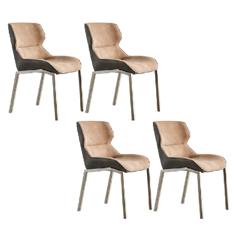 Modern Style Chairs Dining Chairs with Metal Legs for Kitchen Light Camel 4 Piece Set Clearhalo 'Dining Chairs' 'Dining Tables & Seating' 'dining_chair' 'furn' 'furn_dining_chair' 'Furniture' 'Kitchen & Dining Furniture' 6156136
