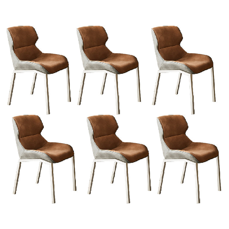 Modern Style Chairs Dining Chairs with Metal Legs for Kitchen Orange 6 Piece Set Clearhalo 'Dining Chairs' 'Dining Tables & Seating' 'dining_chair' 'furn' 'furn_dining_chair' 'Furniture' 'Kitchen & Dining Furniture' 6156138
