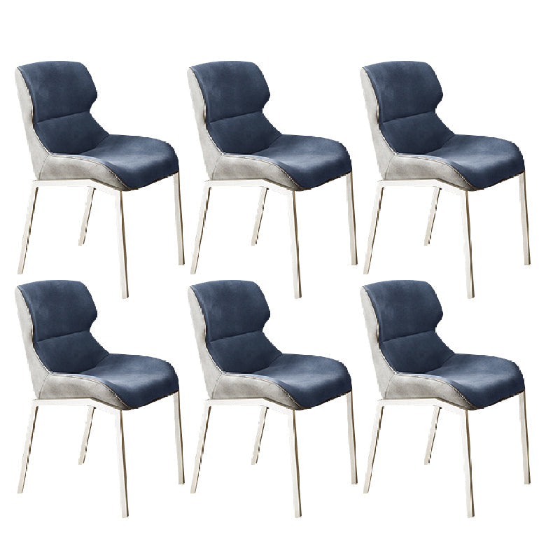 Modern Style Chairs Dining Chairs with Metal Legs for Kitchen Peacock Blue 6 Piece Set Clearhalo 'Dining Chairs' 'Dining Tables & Seating' 'dining_chair' 'furn' 'furn_dining_chair' 'Furniture' 'Kitchen & Dining Furniture' 6156139