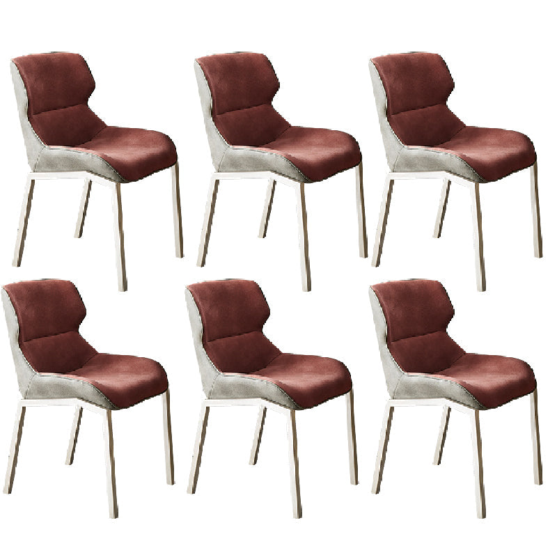 Modern Style Chairs Dining Chairs with Metal Legs for Kitchen Red 6 Piece Set Clearhalo 'Dining Chairs' 'Dining Tables & Seating' 'dining_chair' 'furn' 'furn_dining_chair' 'Furniture' 'Kitchen & Dining Furniture' 6156141