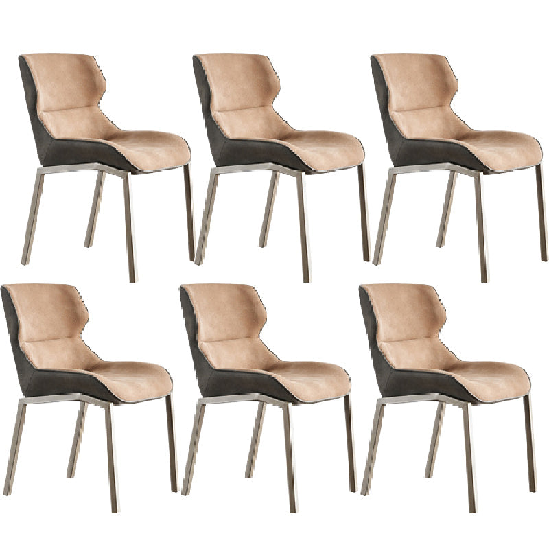 Modern Style Chairs Dining Chairs with Metal Legs for Kitchen Light Camel 6 Piece Set Clearhalo 'Dining Chairs' 'Dining Tables & Seating' 'dining_chair' 'furn' 'furn_dining_chair' 'Furniture' 'Kitchen & Dining Furniture' 6156142