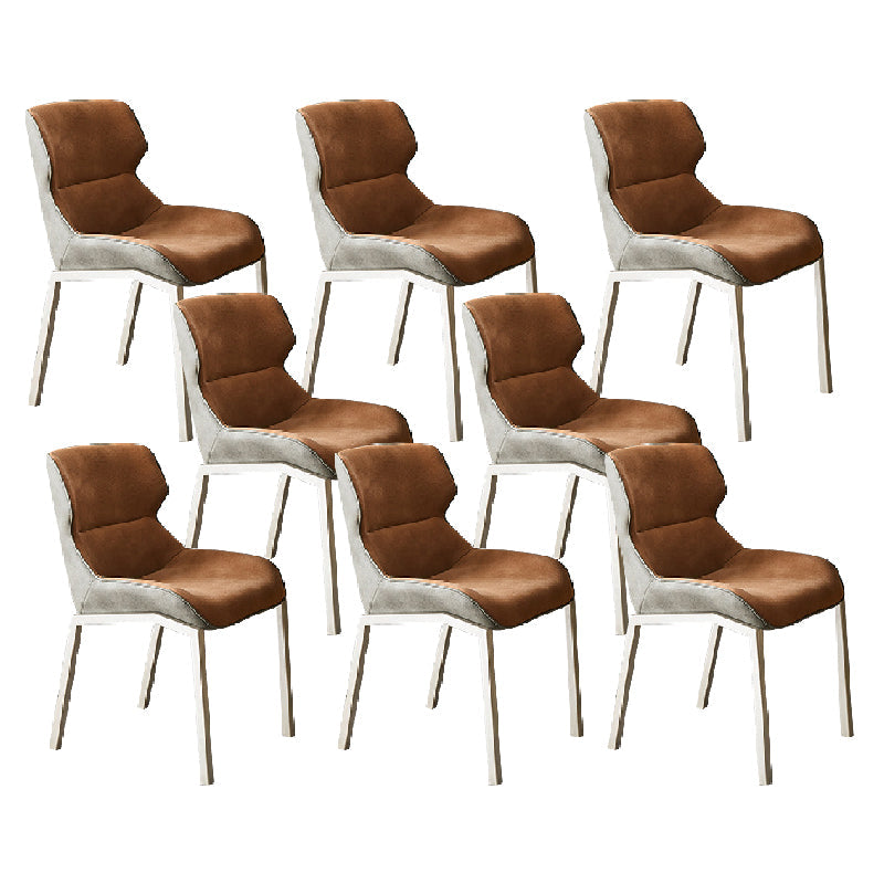 Modern Style Chairs Dining Chairs with Metal Legs for Kitchen Orange 8 Piece Set Clearhalo 'Dining Chairs' 'Dining Tables & Seating' 'dining_chair' 'furn' 'furn_dining_chair' 'Furniture' 'Kitchen & Dining Furniture' 6156144