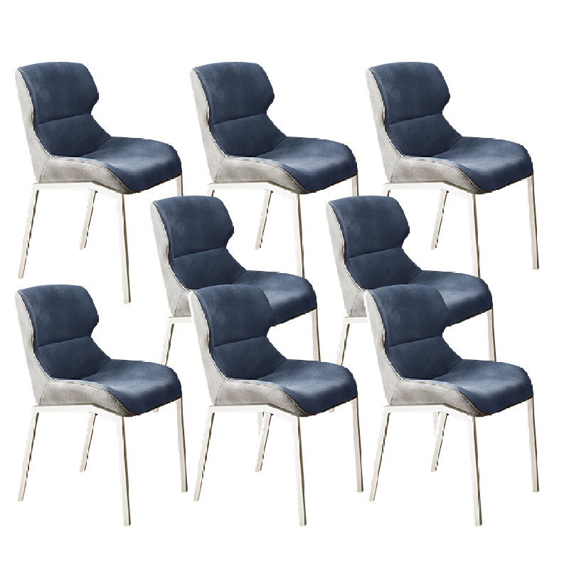 Modern Style Chairs Dining Chairs with Metal Legs for Kitchen Peacock Blue 8 Piece Set Clearhalo 'Dining Chairs' 'Dining Tables & Seating' 'dining_chair' 'furn' 'furn_dining_chair' 'Furniture' 'Kitchen & Dining Furniture' 6156145