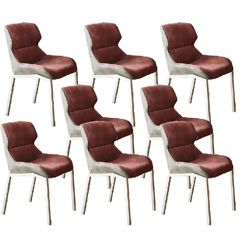 Modern Style Chairs Dining Chairs with Metal Legs for Kitchen Red 8 Piece Set Clearhalo 'Dining Chairs' 'Dining Tables & Seating' 'dining_chair' 'furn' 'furn_dining_chair' 'Furniture' 'Kitchen & Dining Furniture' 6156147