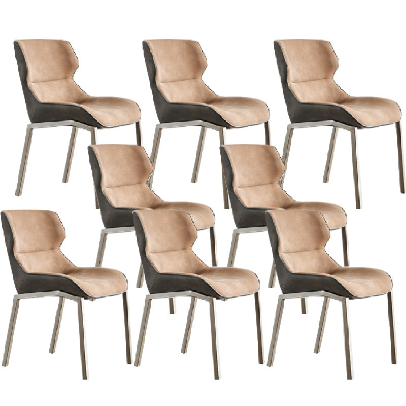 Modern Style Chairs Dining Chairs with Metal Legs for Kitchen Light Camel 8 Piece Set Clearhalo 'Dining Chairs' 'Dining Tables & Seating' 'dining_chair' 'furn' 'furn_dining_chair' 'Furniture' 'Kitchen & Dining Furniture' 6156148