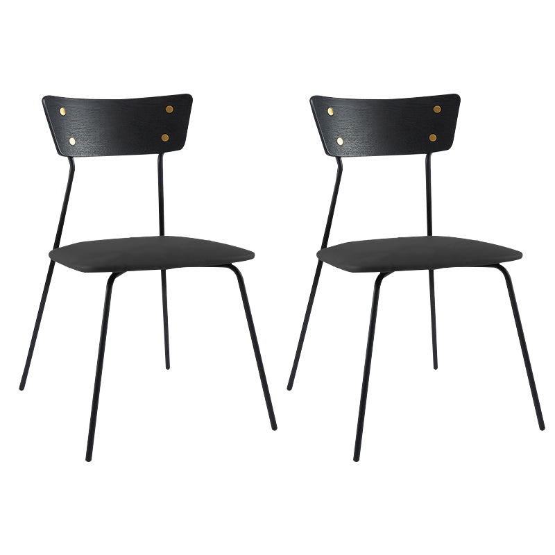 Industrial Upholstered Armless Chair Open Back Side Leather Chair with Metal Base