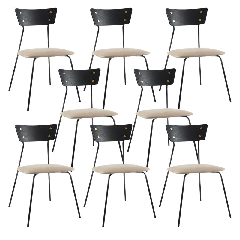 Industrial Upholstered Armless Chair Open Back Side Leather Chair with Metal Base